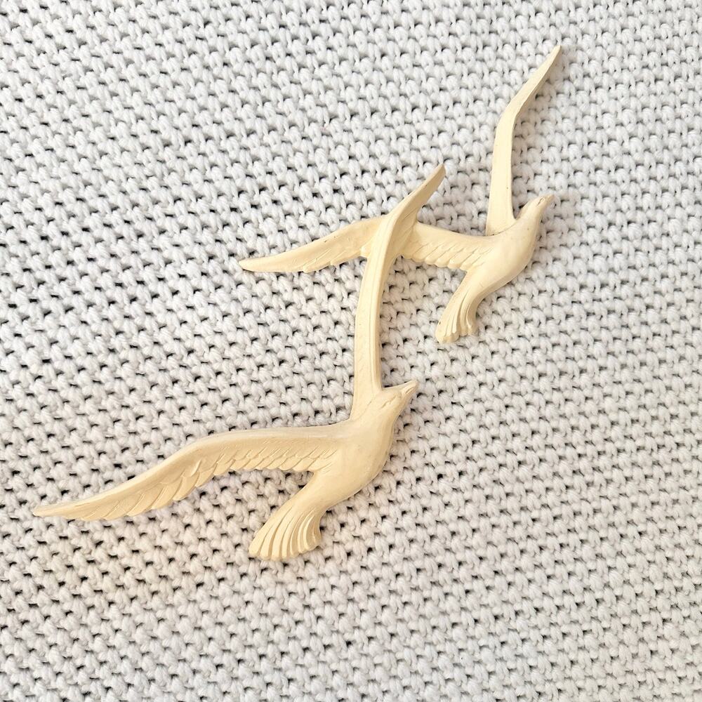 Homco Syroco 3 Piece Flying Seagulls Two Tone Cream Brown Wall Decor Vintage - Picture 3 of 10